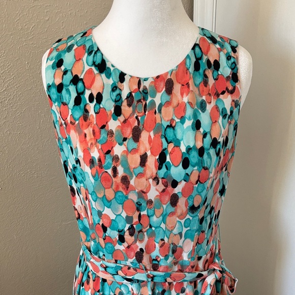 Copy Coral and Turquoise Sleeveless Dress size 4 - Picture 2 of 6